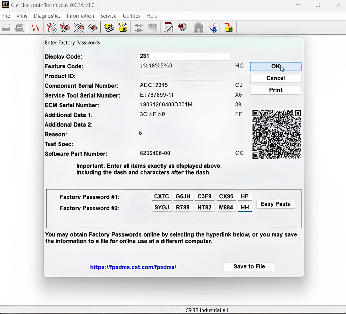 Caterpillar 18/10-Digit
Password - One-Time
Service