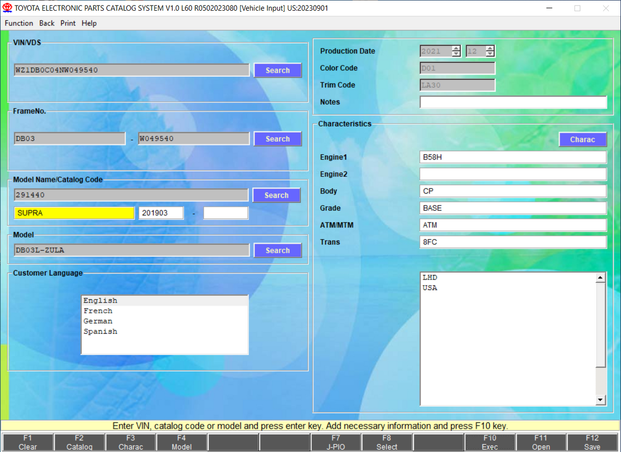Toyota & Lexus EPC 01.2025 ALL REGIONS Spare Parts Catalog
