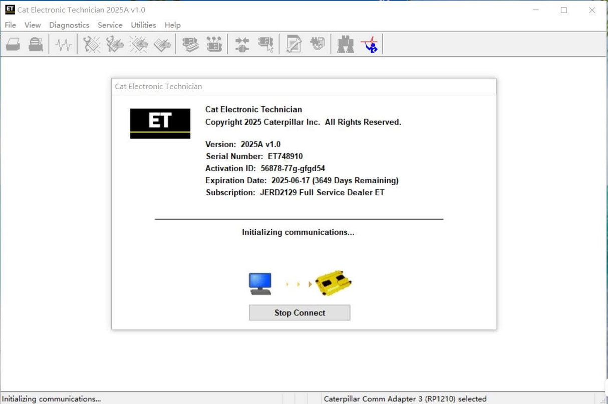 CATERPILLAR ET2025C FULL SERVICE DEALER + FACTORY PASSWORD