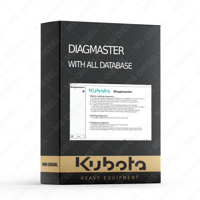 KUBOTA DIAGMASTER Level 9-6 + DATABASE KUBOTA 24.06 & TAKEUCHI 23.11 & DIECI 4.1 & NONSELF 24.02 & MANITOU 25.02 & MERLO 19.10 & CARRIER 24.05 & BOBCAT 4.3.1 & CNH 24.08