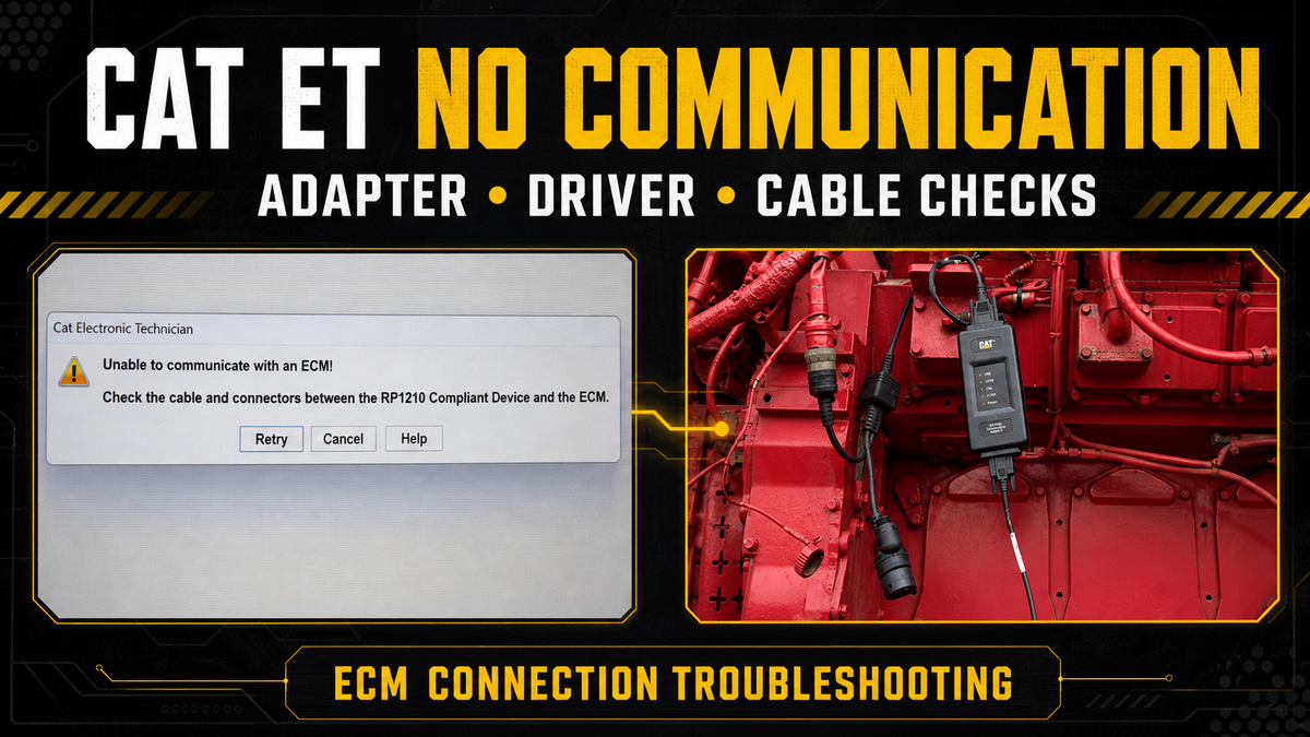 CAT ET no communication error with Caterpillar communication adapter connected to an ECM