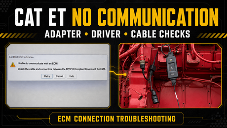 CAT ET no communication error with Caterpillar communication adapter connected to an ECM