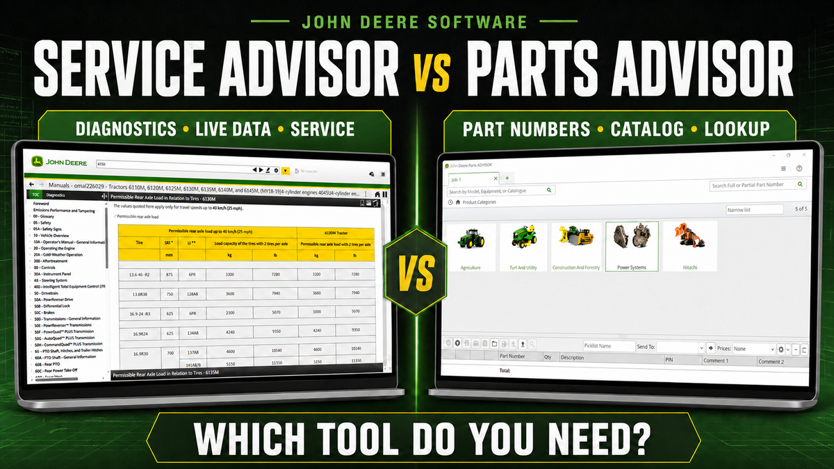 John Deere Service Advisor vs Parts Advisor software comparison