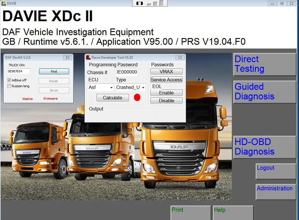 DAF DAVIE XDC II Runtime 5.6.1 + PRS v19.04.F0 + After Sales v95.00 04.2019 + DAF Developer Tool v1.01 + DAF DevKit v2.0