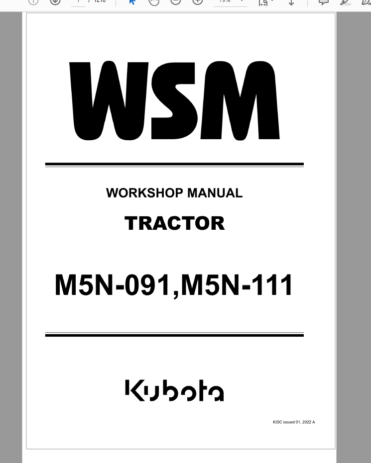 KUBOTA AGRICULTURAL MACHINE WORKSHOP MANUAL 46.7 GB