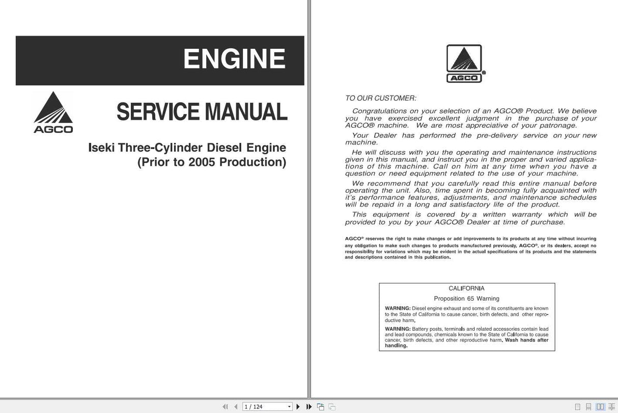 AGCO Iseki Three-Cylinder Diesel Engine Service Manual