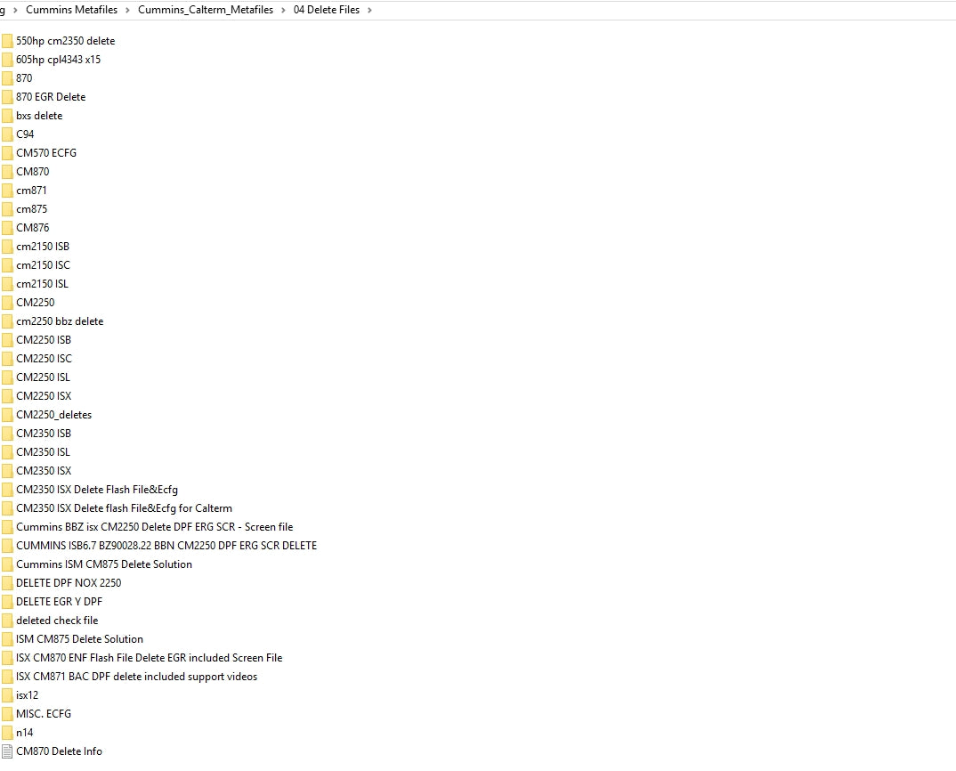 Cummins METAFILES 52GB ECFG E2M SCREEN CBF Config & Delete FILES Update 04.2022