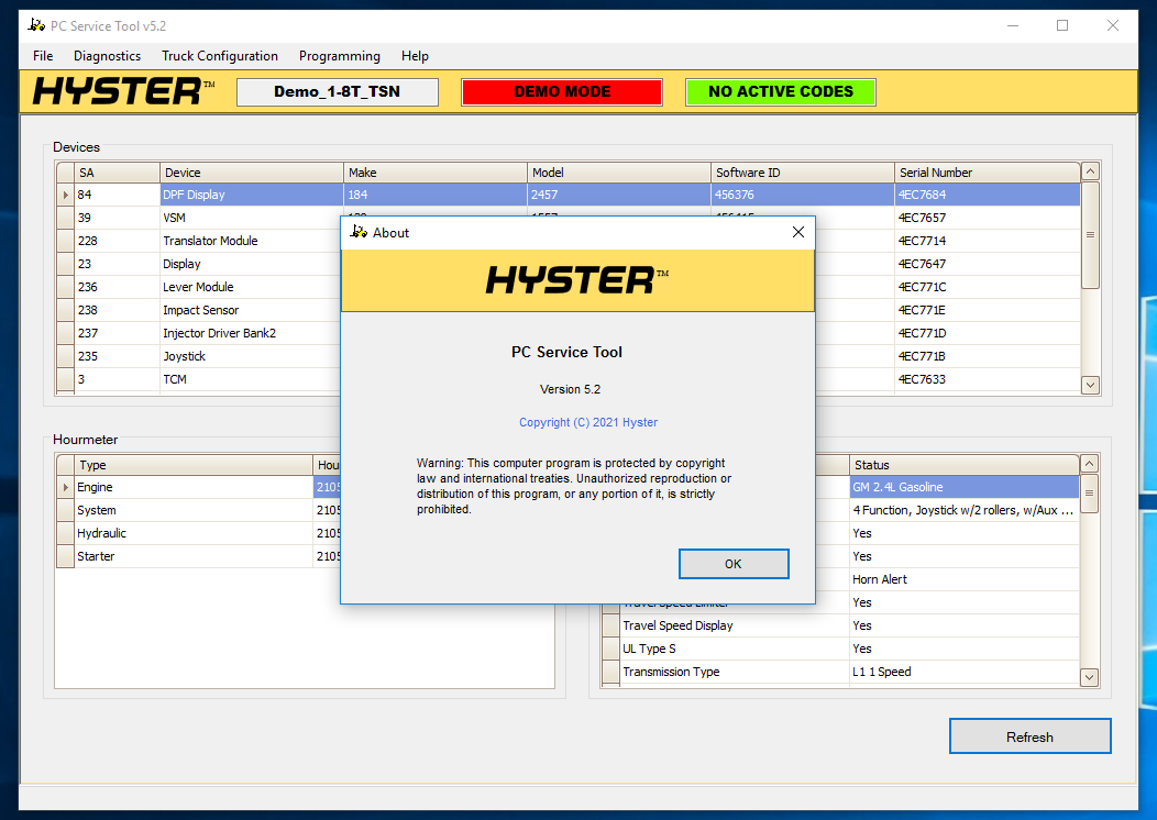 Hyster Diagnostic Program PC Service Tool v5.2 2023