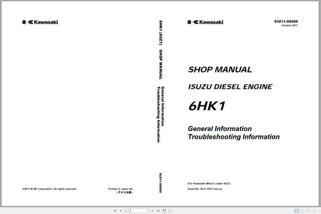 Kawasaki Wheel Loader Service & Part Manual and Circuit Diagram 2020 PDF DVD