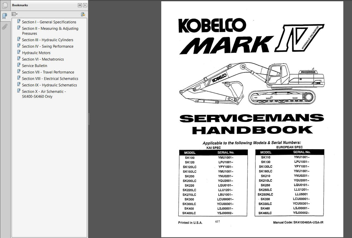 Kobelco Construction Machinery New Models Service Manuals DVD