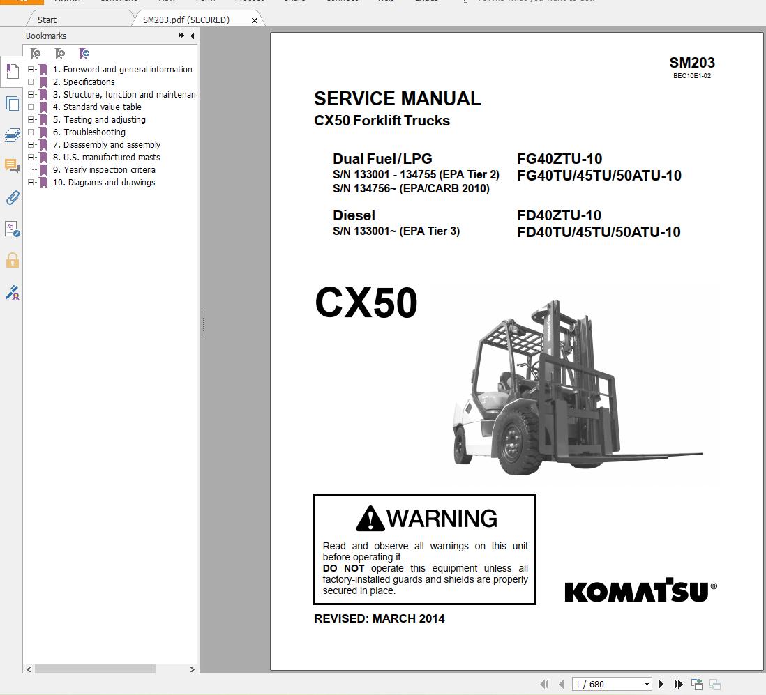 Komatsu Forklift 11.6 GB PDF Updated 2022 All Model Shop Manuals, Service Manual DVD