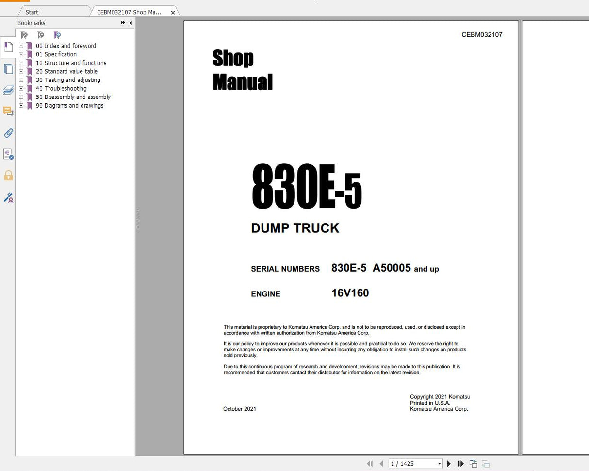 Komatsu Mining Dump Trucks 3.75 GB PDF Updated 2022 Shop Manuals, Operator & Maintenance Manual