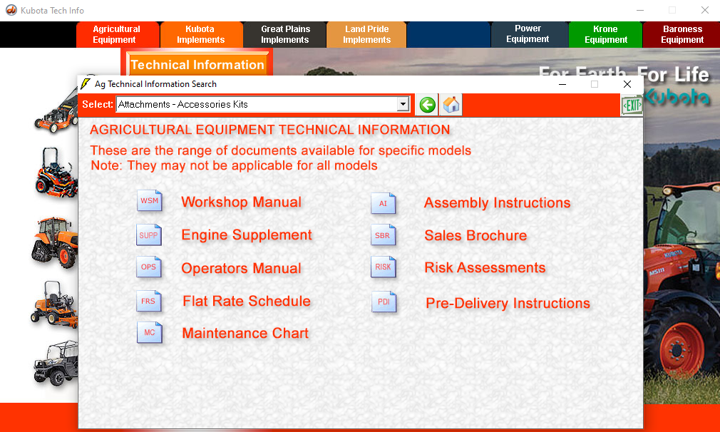 Kubota & Krone Agricultural Machinery Technical Information (Workshop Manual, Parts Manual, Service Information)