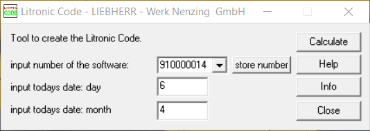 Liebherr Liccon 1 and 2 Day Code Calculator for Service Level 1 – 2