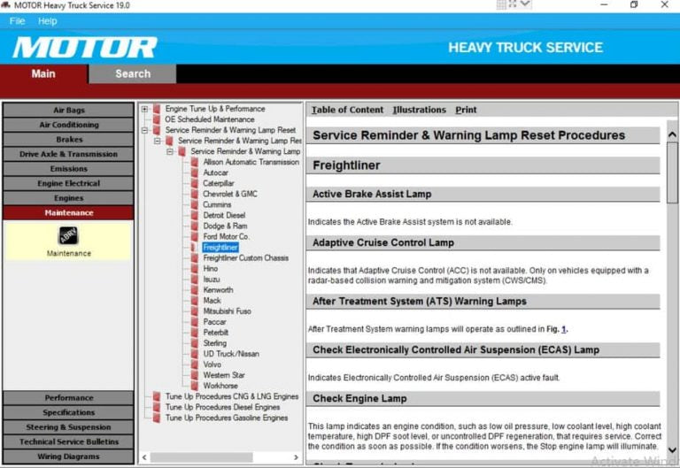 Motor Heavy Truck Service v19.0 - Repair and Service Procedures Service Information & Wiring Diagrams