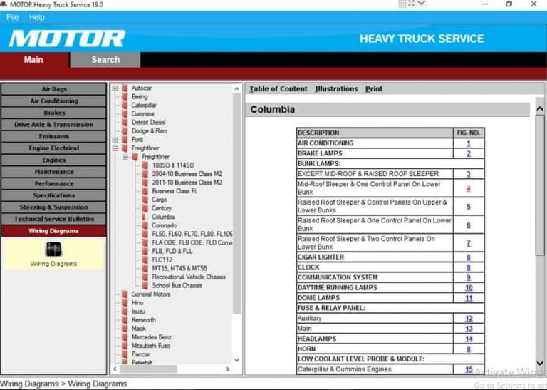 Motor Heavy Truck Service v19.0 - Repair and Service Procedures Service Information & Wiring Diagrams