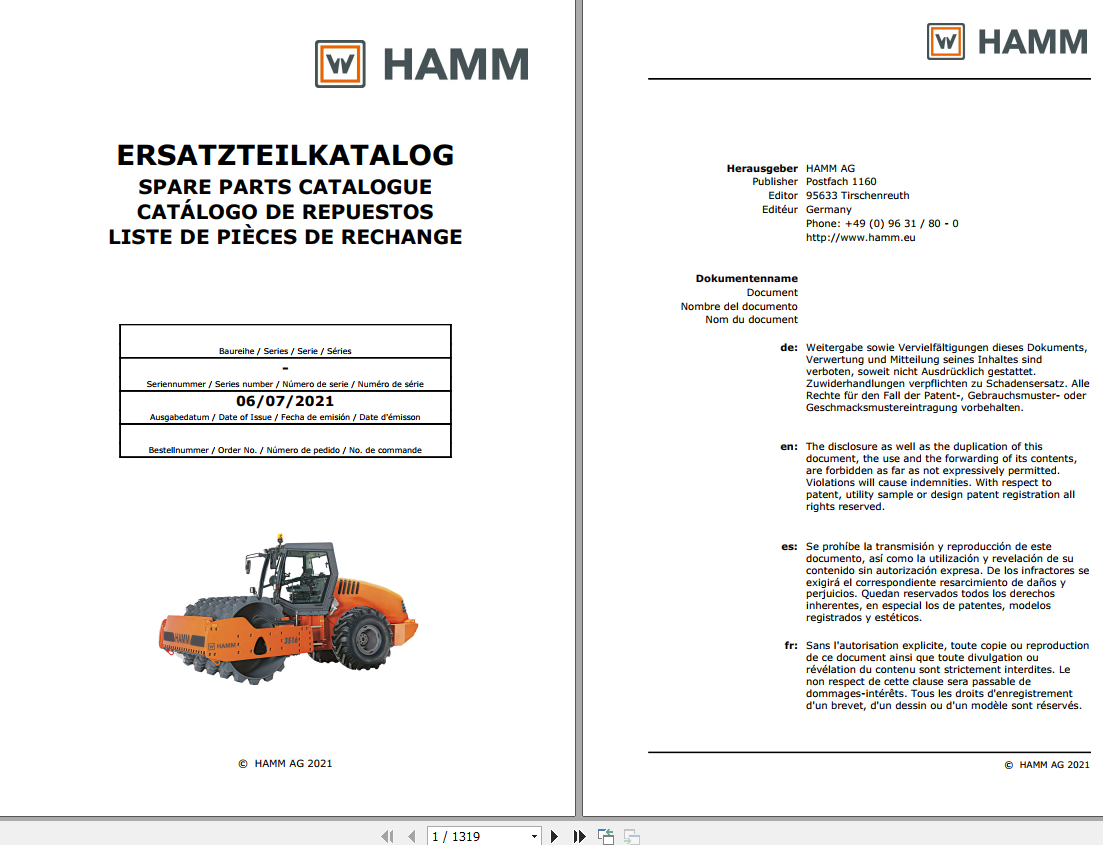 Wirtgen Hamm 1.3 GB Service Training, Operating Parts Manual & Schematic