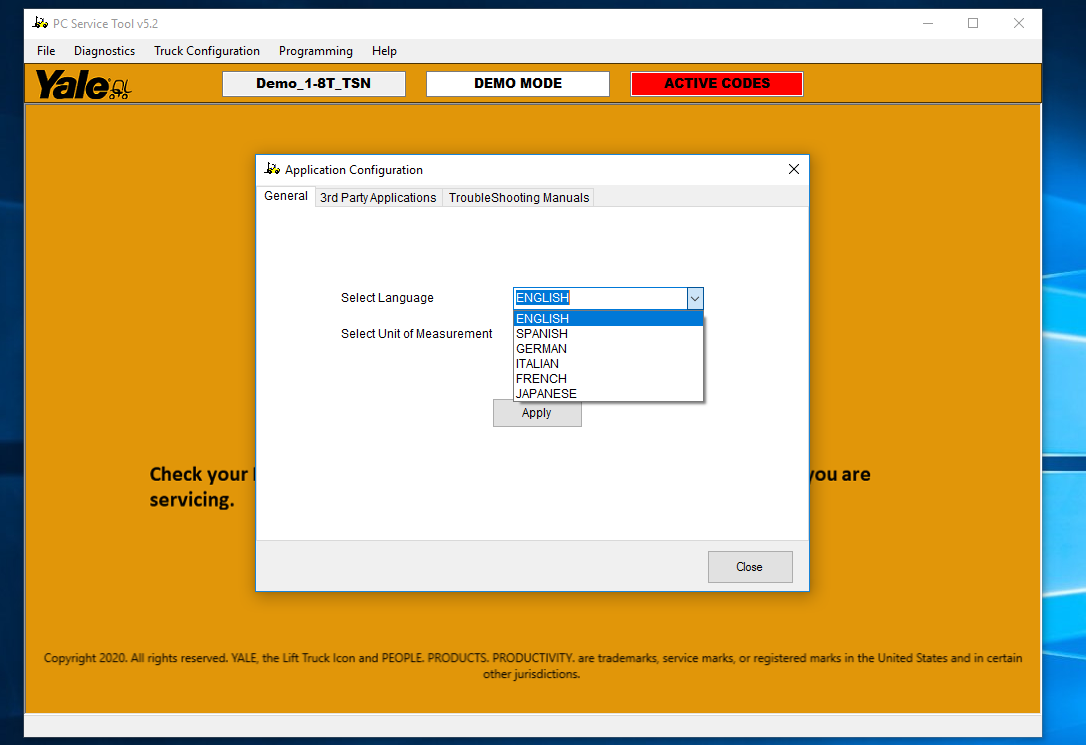 Yale Diagnostic Program PC Service Tool v5.2 2023