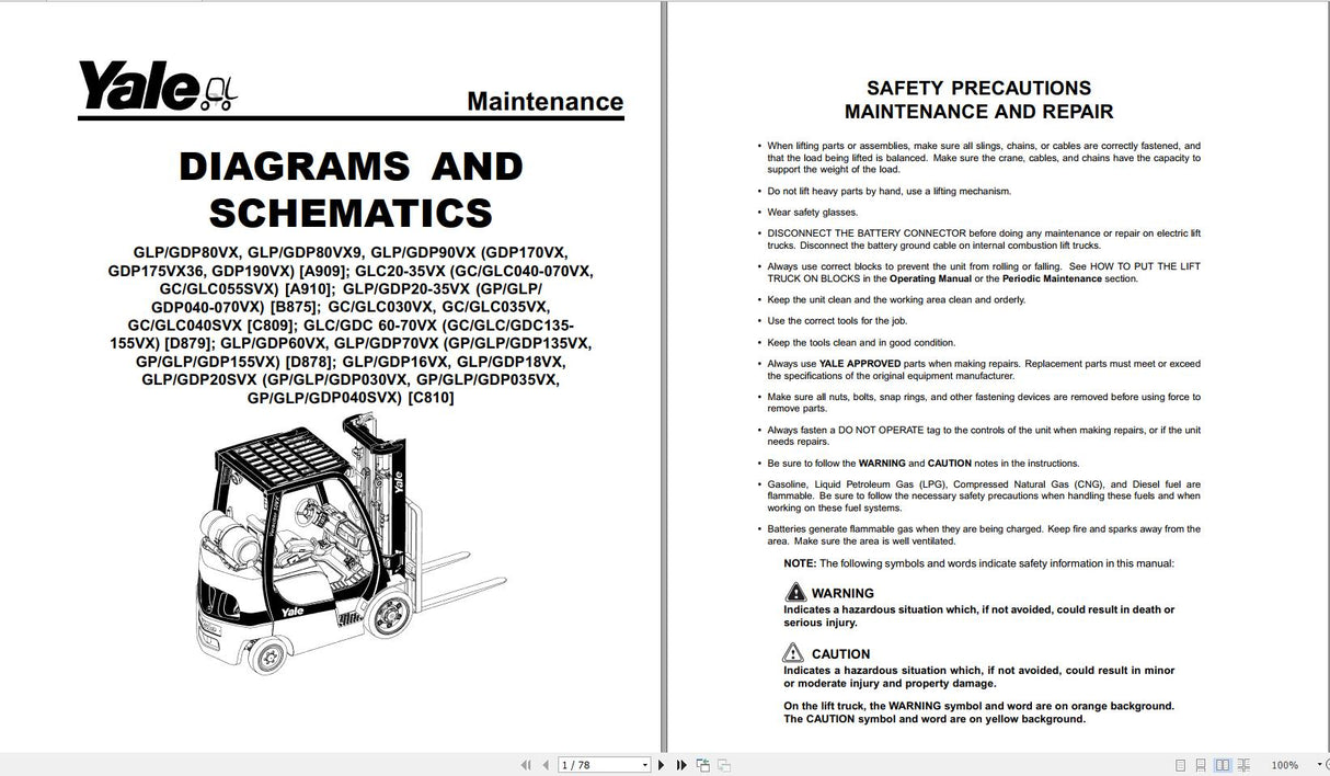 Yale Forklift PDF 14.4GB Service & Parts Manuals Full Model Updated 2019