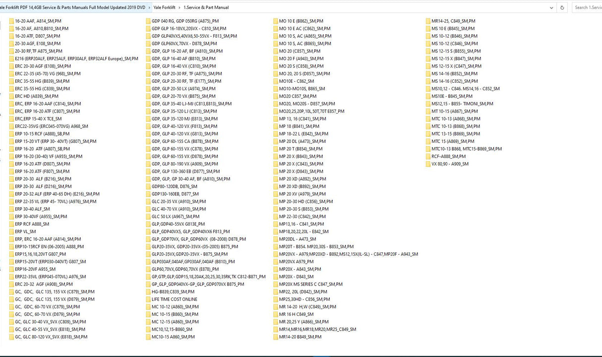 Yale Forklift PDF 14.4GB Service & Parts Manuals Full Model Updated 2019