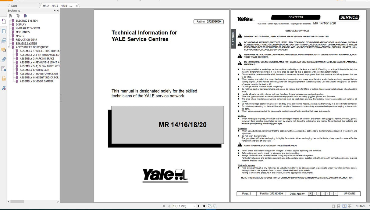 Yale Forklift PDF 14.4GB Service & Parts Manuals Full Model Updated 2019